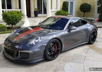 Porsche 991 GT3 Red Stripes on Grey