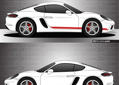 Porsche 981 Cayman 002 Stripes No Text Option - KI Studios
