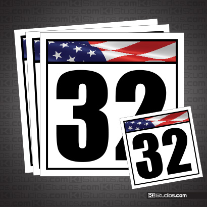 American Flag Reusable Racing Numbers