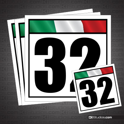 Italian Flag Reusable Racing Numbers