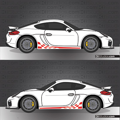 Porsche GT4 checker stripe decals