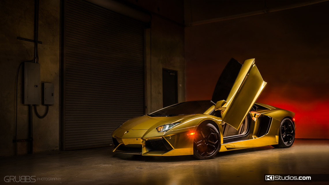 Gold Lamborghini Aventador - Grubbs Photography