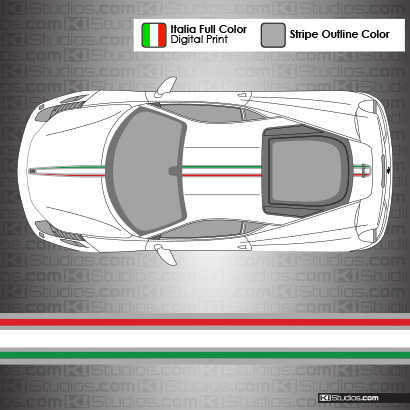 Ferrari 458 Italia Flag Stripe Silver Option - KI Studios