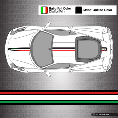 Ferrari 458 Italia Stripes - Italian Flag Colors