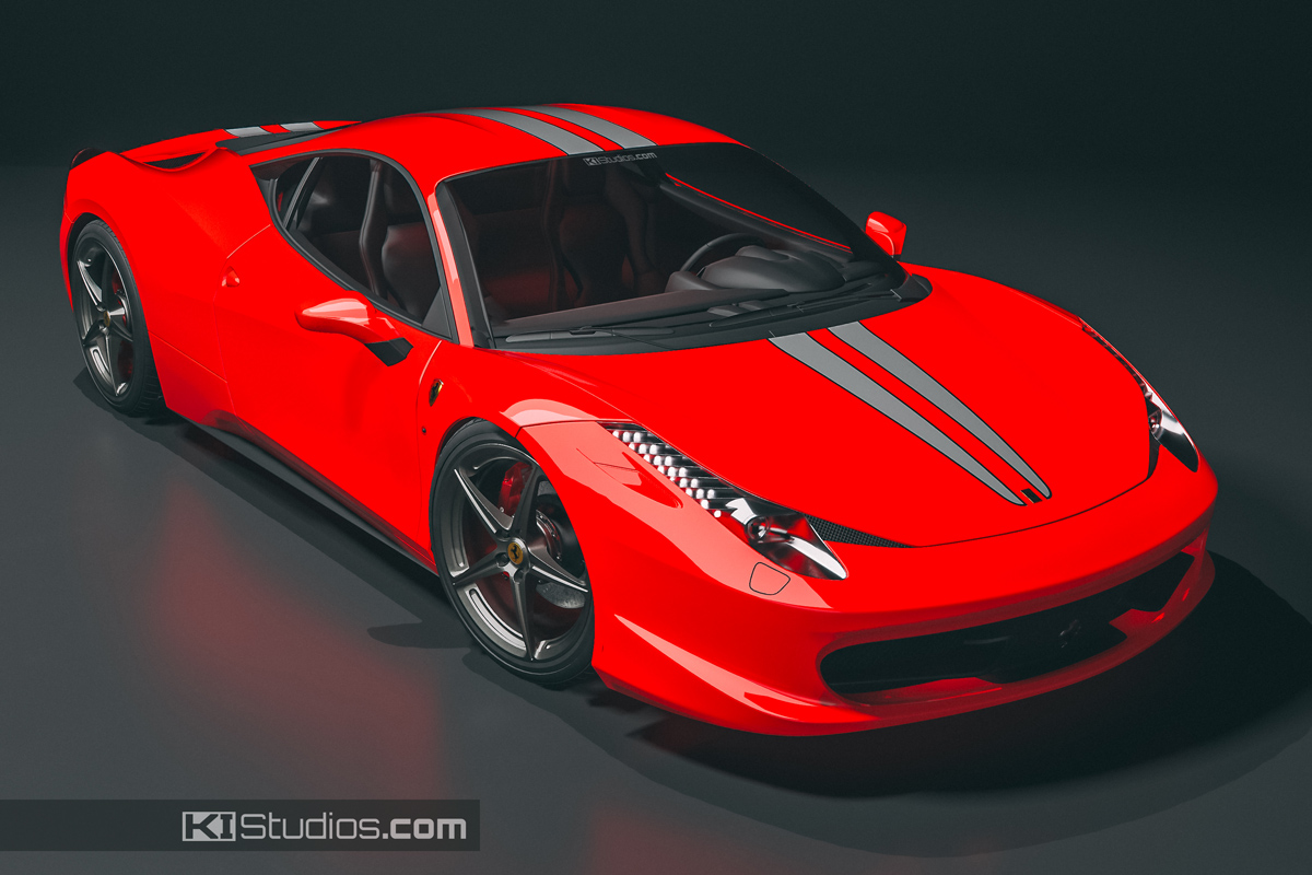 Ferrari 458 Italia Dual Top Scuderia Style Stripes by KI Studios
