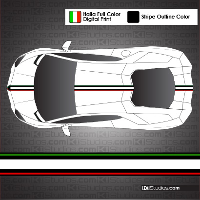 Lamborghini Aventador Stripe Italian 004 Flag by KI Studios - Black Outline