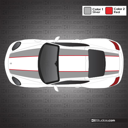 Porsche 987 Cayman 911R Stripe Kit - Accent Color