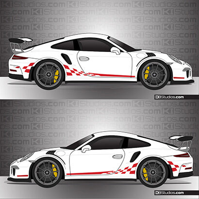 Checkered Side Graphic Design to any Porsche