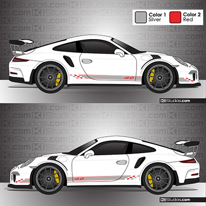 Porsche 991 GT3 RS Stripes with Checkers - KI Studios