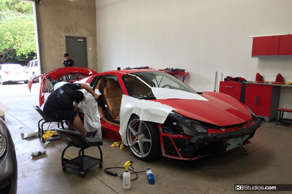Ferrari 458 Spider Car Wrap Red to White - KI Studios