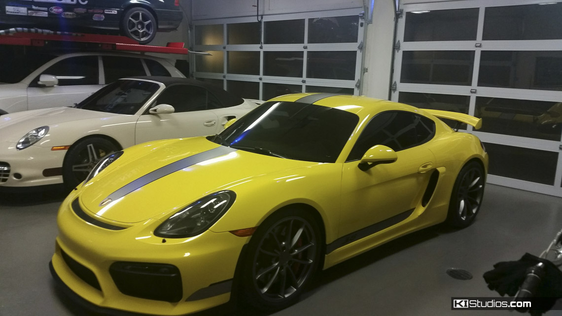 Yellow Cayman GT4 with Stripes - KI Studios