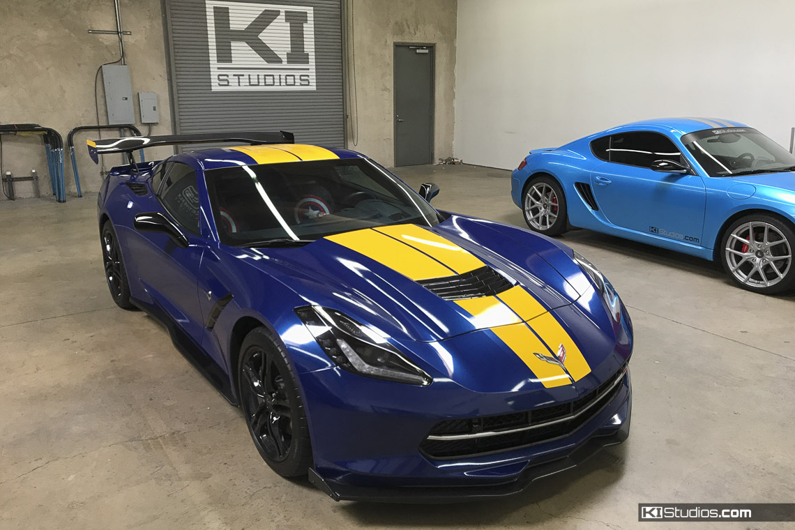 Corvette C7 Dual Top Stripes in Yellow by KI Studios