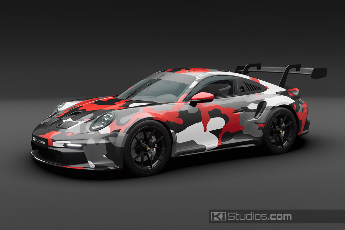KI Studios Covert Camo Wrap Design Digital Print for Porsche