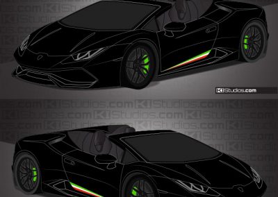 Lamborghini Huracan Spyder Performante Stripes on Black by KI Studios