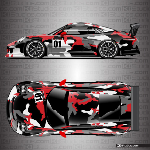 Porsche 911 Race Car Camo Wrap by KI Studios