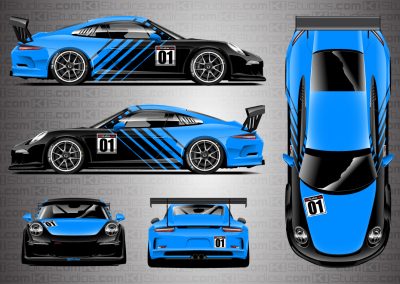 Porsche 911 Cup Car Racing Livery Contra in Azure Blue - Full Colorway