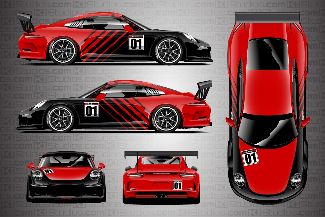 Porsche 911 Cup Car Racing Livery Contra in Blood Red - Full Colorway