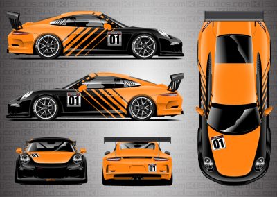 Porsche 911 Cup Car Racing Livery Contra in Bright Orange