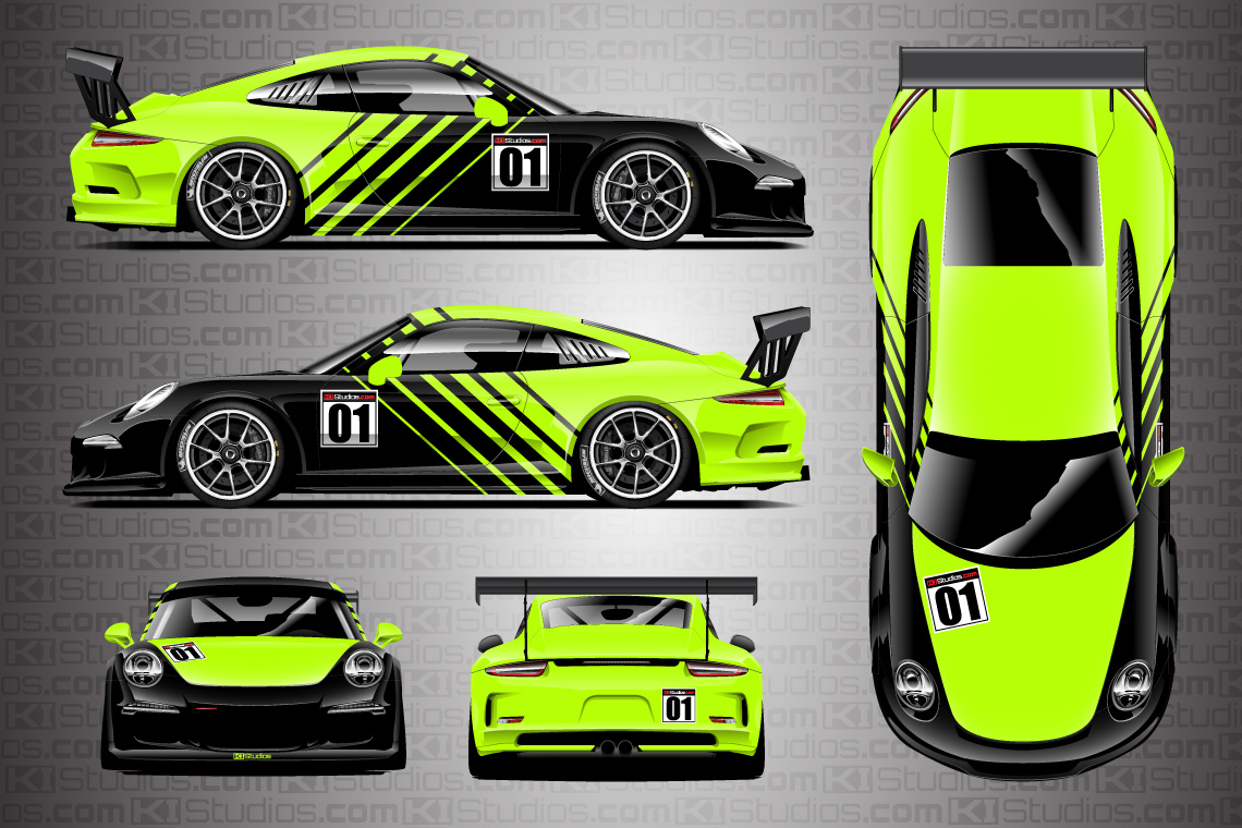 Porsche 911 Cup Car Racing Livery Contra in Lime Green