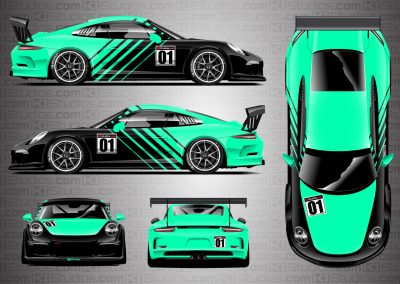 Mint Green Porsche 911 Cup Car Racing Livery Contra