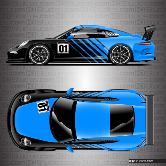 Porsche 911 Cup Car Racing Livery Contra in Azure Blue