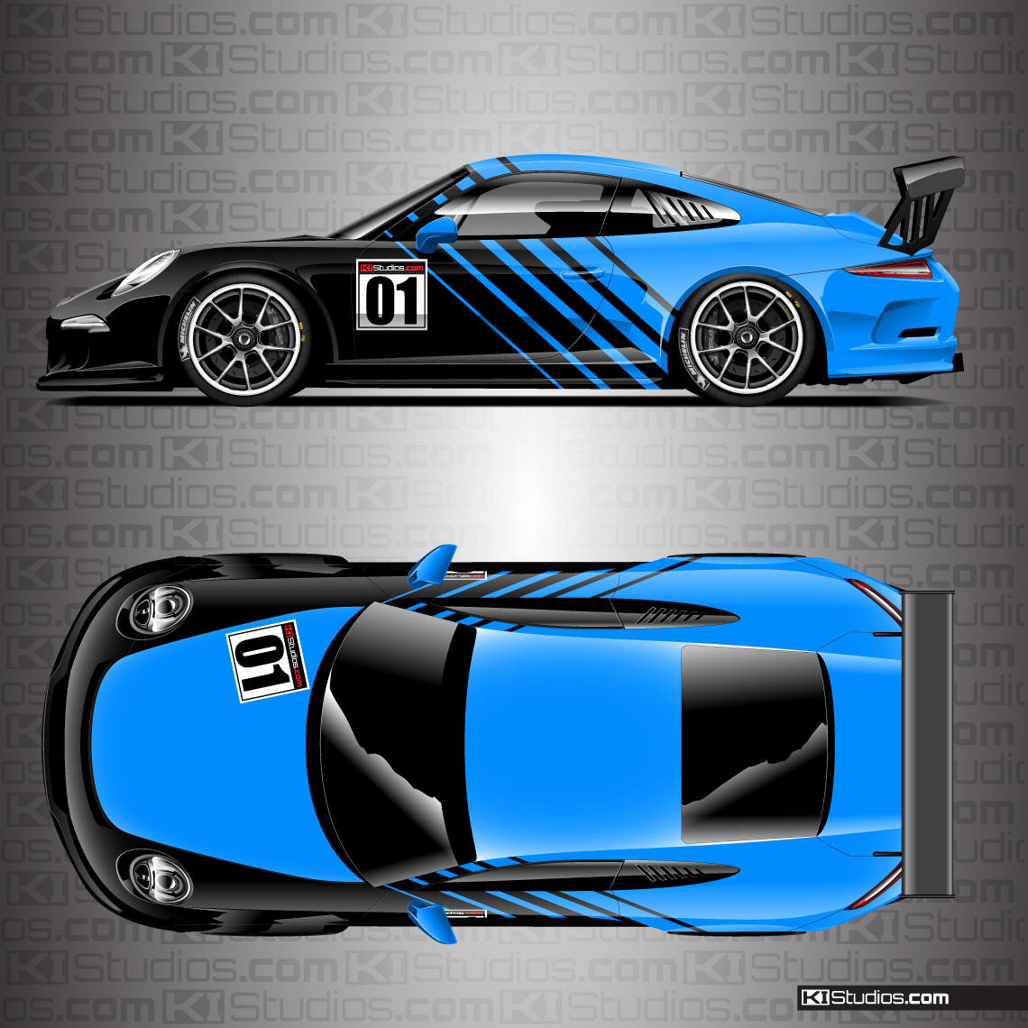 Porsche 911 Cup Car Racing Livery Contra in Azure Blue
