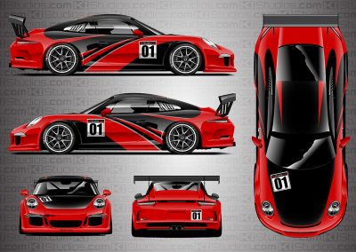 KI Studios Porsche 991 GT3 Cup Elixir Livery - Blood Red Colorway