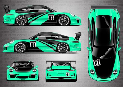 KI Studios Porsche 991 GT3 Cup Elixir Livery - Mint Green Colorway