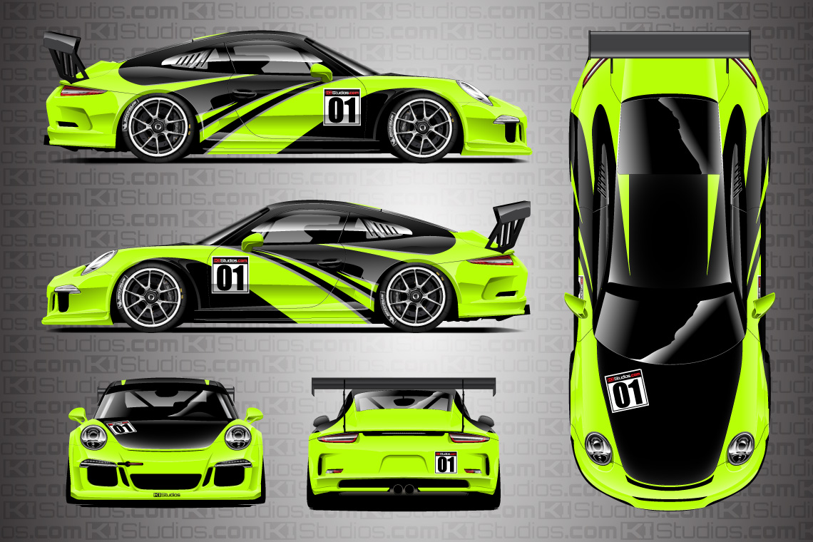 KI Studios Porsche 991 GT3 Cup Elixir Livery - Lime Green Colorway