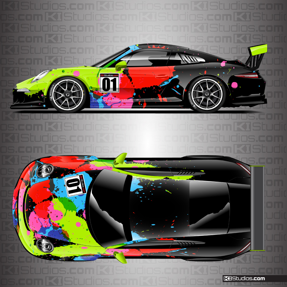 Porsche 911 Race Car Livery Wrap - KI Studios