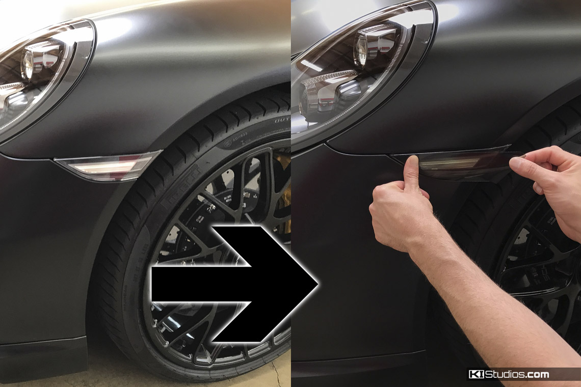 Porsche 991 Side Marker Blackout Tints - Before and After