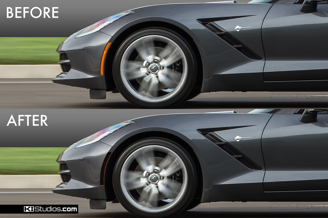 Corvette C7 Corner Marker Tint Before and After - Front Half