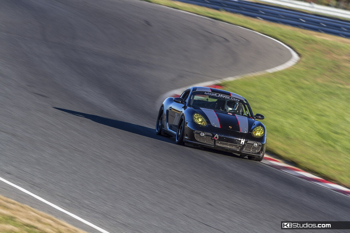 Porsche Cayman 987 with 911R Stripes at the Track