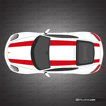Porsche 981 Cayman 911R Style Stripes Single Color by KI Studios