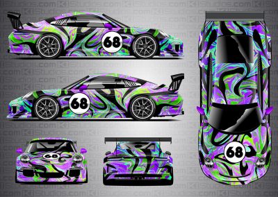 KI Studios Porsche 911 GT3 Cup Livery Wrap - Groovy - Full Toxic Purple Colorway