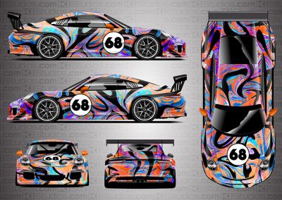 KI Studios Porsche 911 GT3 Cup Livery Wrap - Groovy - Full Colorway