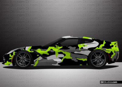 Corvette C7 KI Studios Covert Camo Wrap Lime Green