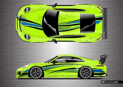 Porsche Arid Distressed Livery Lime Green with Blue and Black Accents