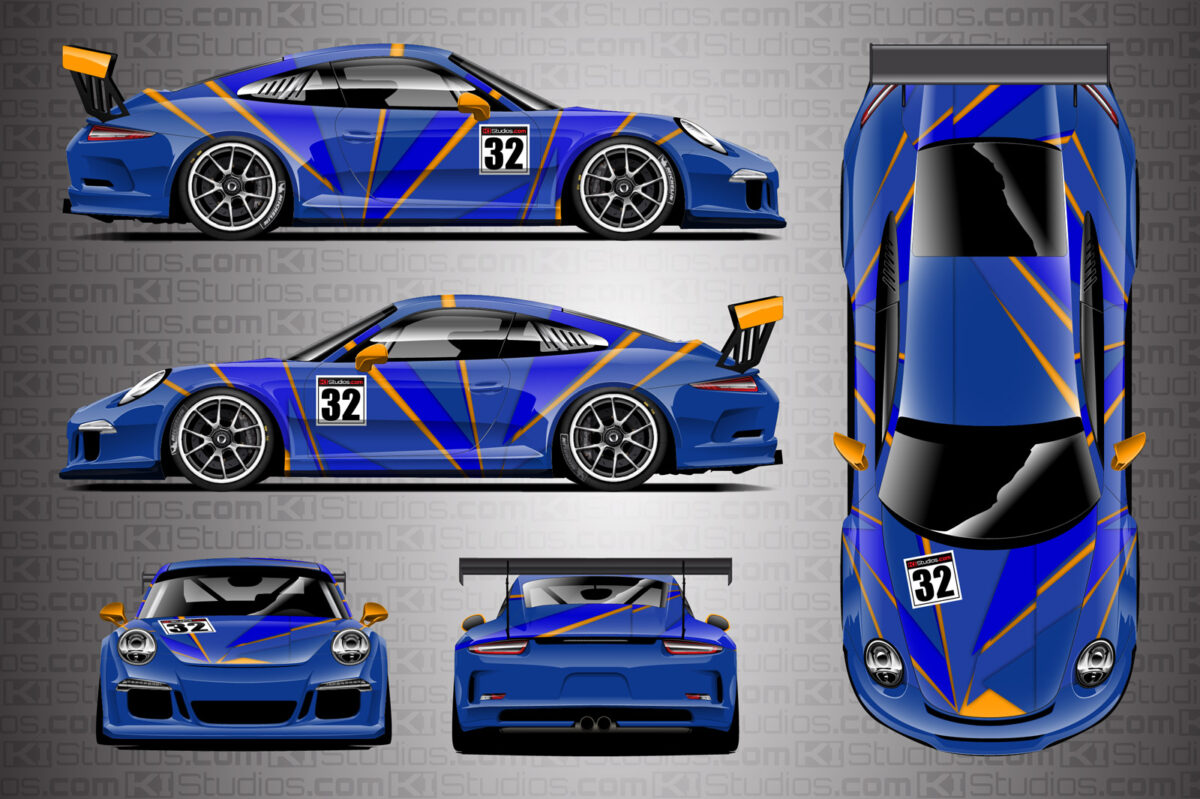 Porsche 911 Cup Racing Livery by KI Studios - Rift in Blue / Orange