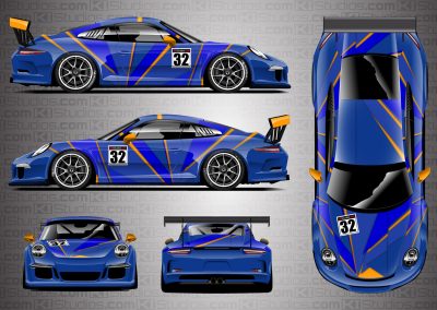 Porsche 911 Cup Racing Livery by KI Studios - Rift in Blue / Orange