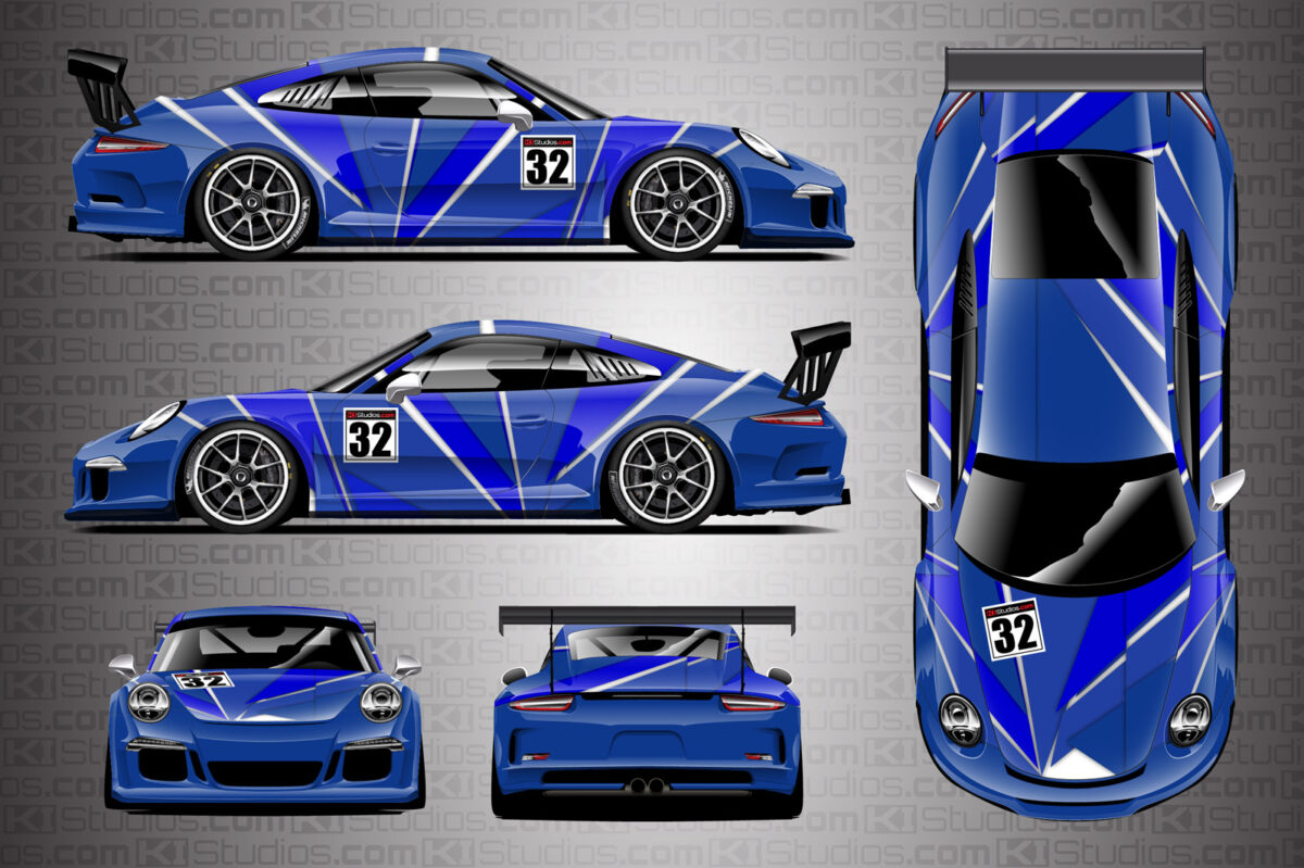 Porsche 911 Cup Racing Livery - Rift by KI Studios in Blue / White