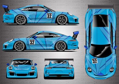 Porsche 911 Cup Racing Livery by KI Studios - Rift in Light Blue / Dark Blue