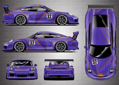 KI Studios Porsche 911 Racing Livery Car Wrap Purple - Orange (RIFT)