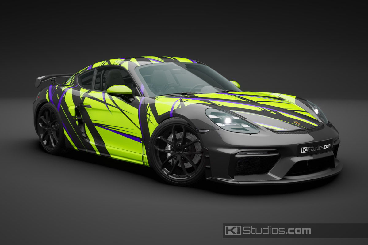 Porsche Racing Livery - Green and Purple Shredded Design