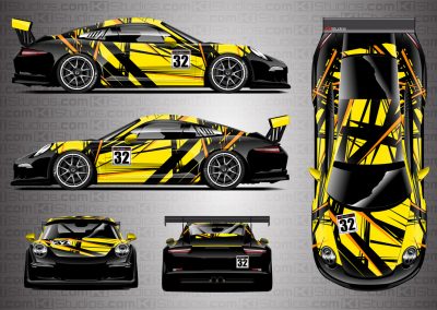 Porsche Cup Racing Livery "Shredded" by KI Studios in color combo: yellow, orange and black