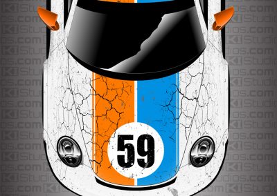 Porsche 911 Cup Car Brumos Porsche Style Wrap With Hood Number by KI Studios