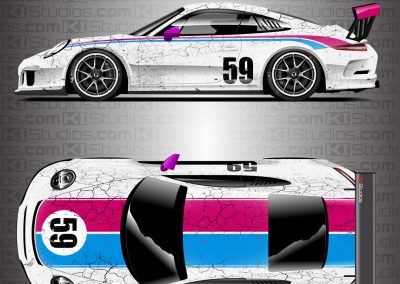 Porsche 991 GT3 Cup Car Livery by KI Studios - White, Pink, Blue