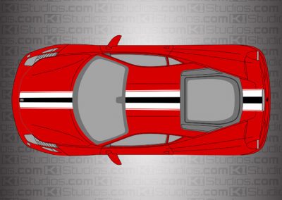 Ferrari 458 Italia Stripes based on 488 Pista - Black & White over Red