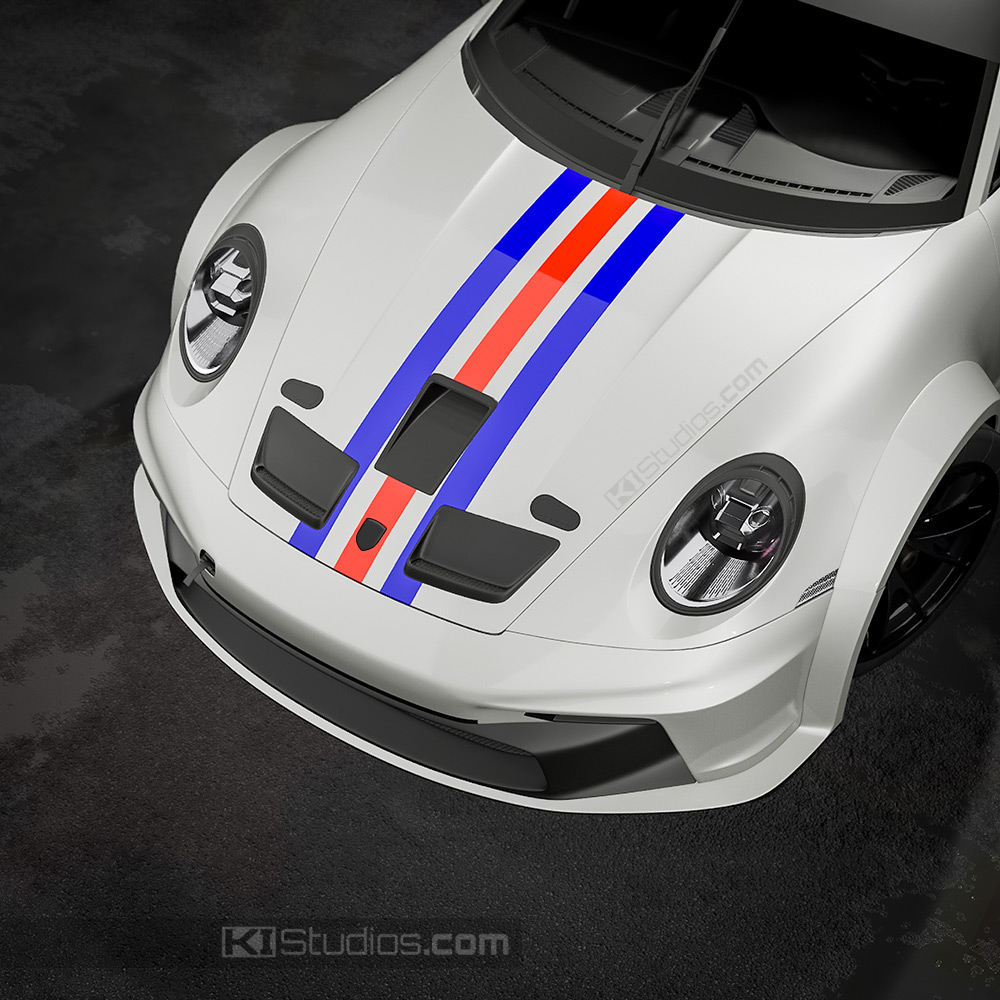 Two color triple racing stripe decals