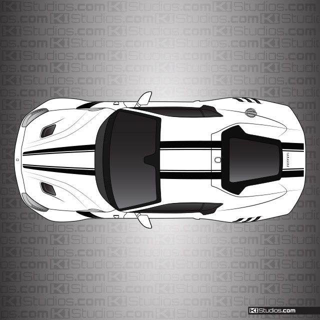 Ferrai F12 Stripe Kit 001 by KI Studios - Black on White